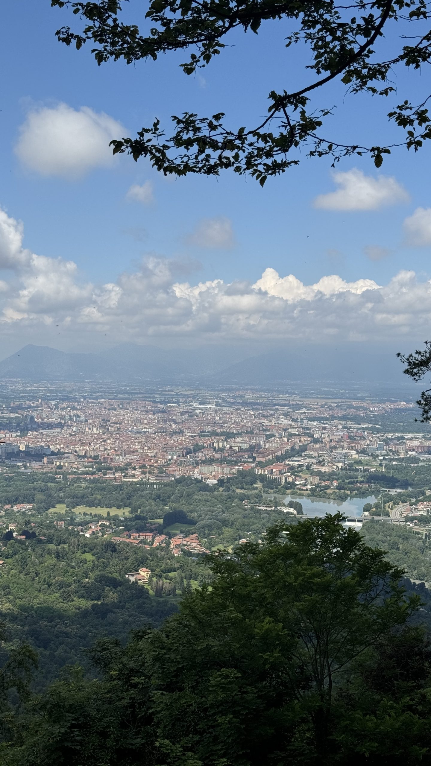 Panoramic view of Turin and the surrounding mountains from the Basilica of Superga.