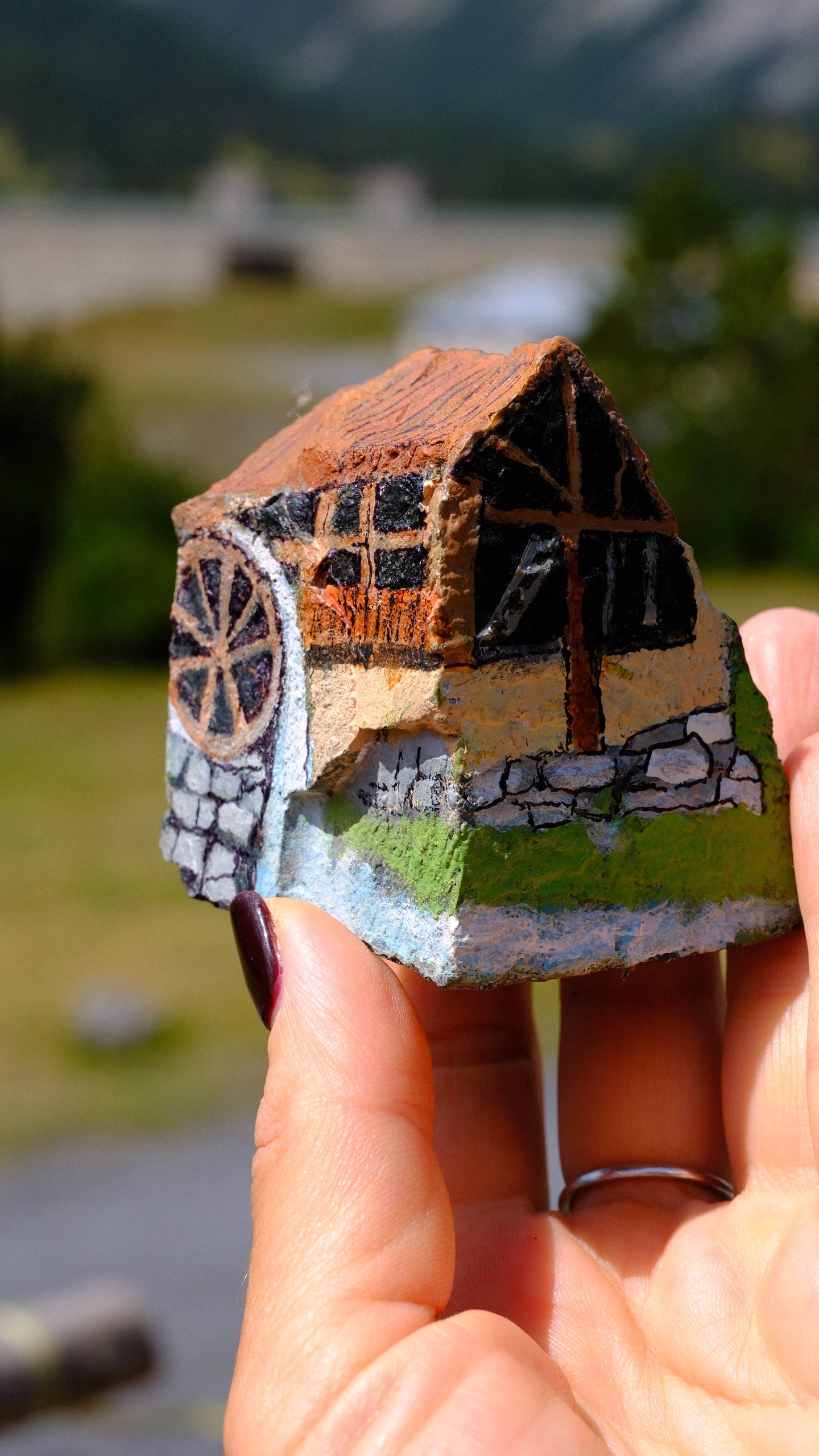 Hand-painted stone house bought as a small souvenir from Val Fraele